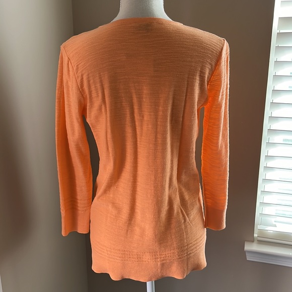 NWT! LOFT Lightweight Pullover with V neck and tie design. Cantaloupe. - Picture 2 of 2